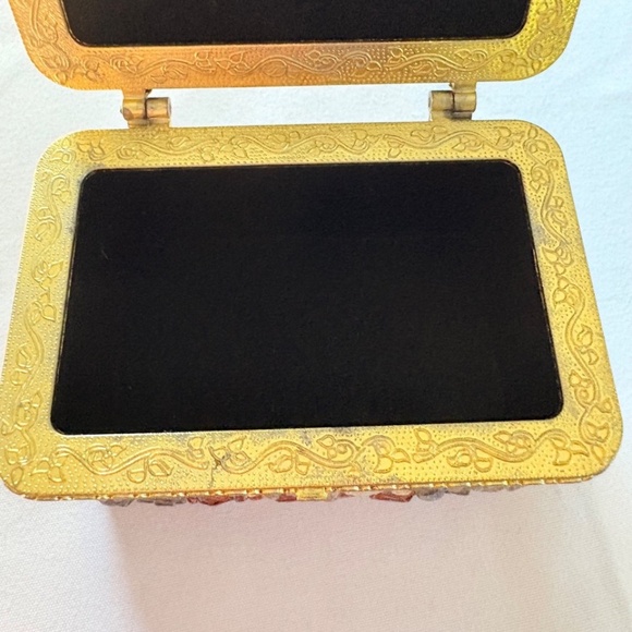 Vtg Jerusalem Landscape Hand Etched 3D Porcelain Trinket Box Black Velvet Lining - Picture 10 of 11